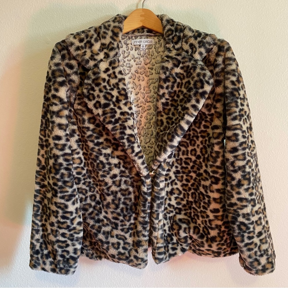 Inner Circle Soft Faux Fur Cheetah Leopard Jacket Coat Medium